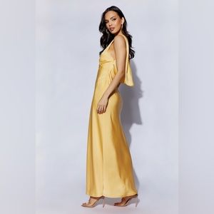 NADIA
Maxi Satin Dress With Back Cowl - Lemon